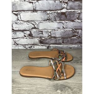 Madewell Tracie MultiColor Leather Snake Print Strappy Sandals Women Sz 9M US/40